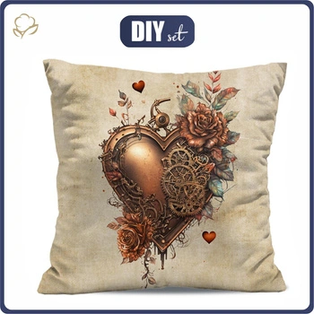 KISSEN 45x45 - STEAMPUNK HEART - Vorderseite + Rückseite
