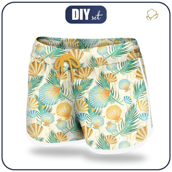 Women’s boardshorts - SHELLS AND PALM TREES XL