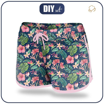 Women’s boardshorts - TROPICAL JUNGLE / dark blue M