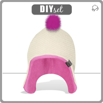 "AVIATOR" HAT -  VANILLA - BUCLE / pink