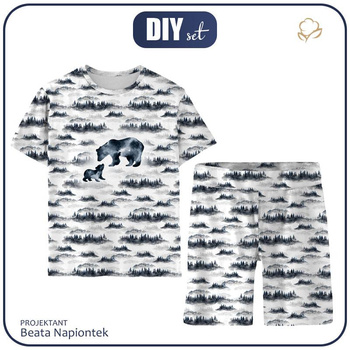 CHILDREN'S PAJAMAS "ADA" - BEAR / MOUNTAINS - Bamboo Single Jersey with elastan (122/128)