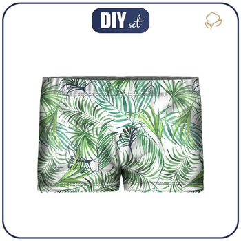 Boy's swim trunks - PALM LEAVES pat. 4 (white) - sewing set