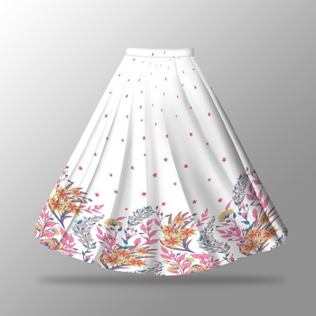 FLOWERS (pattern no. 7) / white - skirt panel "MAXI" - crepe