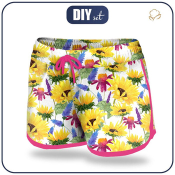 Women’s boardshorts - SUNFLOWERS pat. 4 (BLOOMING MEADOW) XL