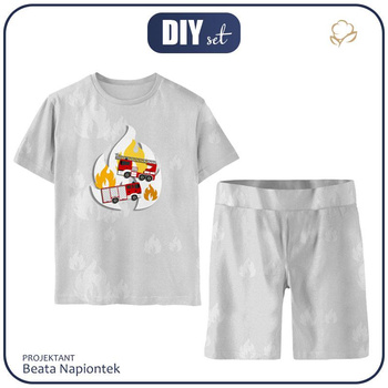CHILDREN'S PAJAMAS "ADA" - FIRE BRIGADE - Bamboo Single Jersey with elastan (134/140)