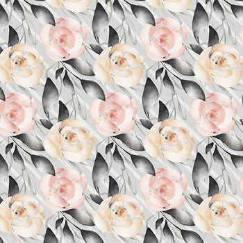 FLOWERS AND LEAVES pat. 5 / grey