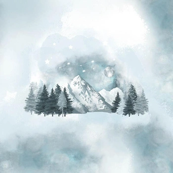 TREES AND MOUNTAINS (WINTER IN THE MOUNTAIN) - panel 50cm x 60cm