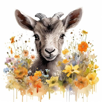 WATERCOLOR GOAT - panel (75cm x 80cm)