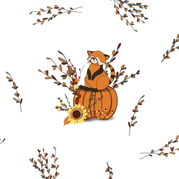 RED PANDA ON A PUMPKIN (RED PANDA’S AUTUMN)  - panel (60cm x 50cm)