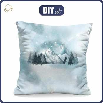 PILLOW 45X45 - TREES AND MOUNTAINS (WINTER IN THE MOUNTAIN) - front + back