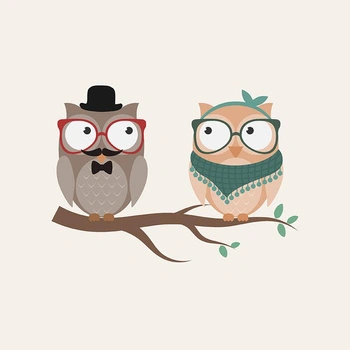 TWO OWLS / beige - panel