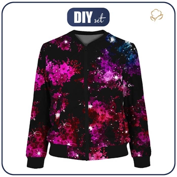 WOMEN’S BOMBER JACKET (KAMA) - FLOWERS / GALAXY - sewing set M