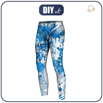 MEN’S THERMO LEGGINGS (JACK) - BLUE SPLATTER - sewing set L