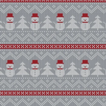 SNOWMEN WITH CHRISTMAS TREES / grey 