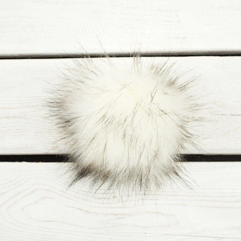 Eco fur pompom 9 cm - melange white
