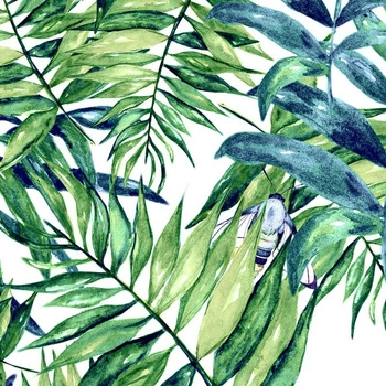 LEAVES AND INSECTS PAT. 6 (TROPICAL NATURE) / white