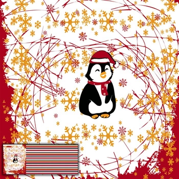 PENGUIN SANTA 2.0 / red - PANORAMIC PANEL 60 cm
