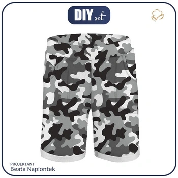 KID`S SHORTS (RIO) - CAMOUFLAGE GREY - looped knit fabric (122/128)